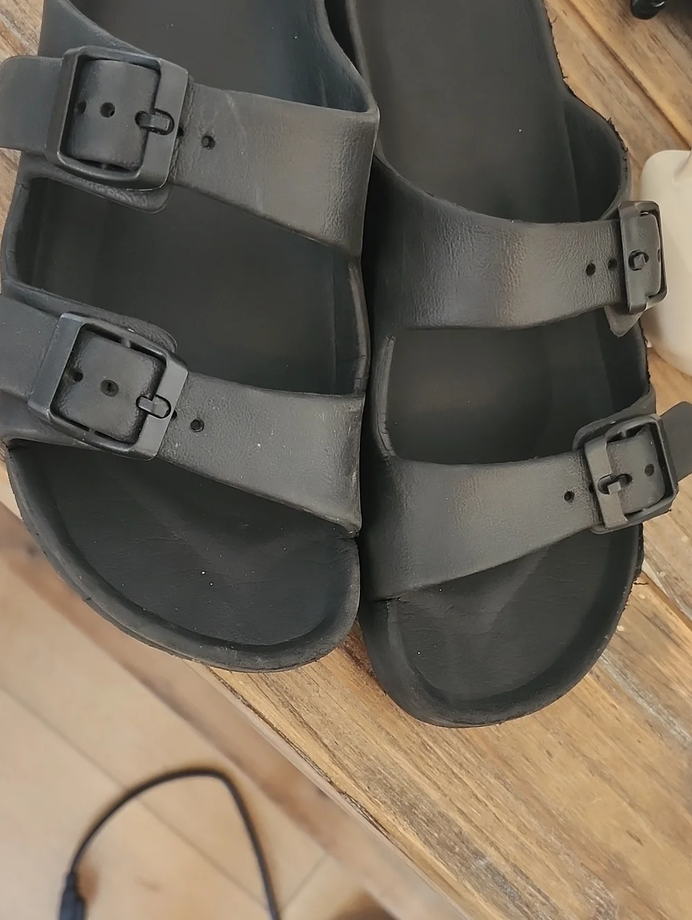 Black Double Strap Sandals, Girls 2-3